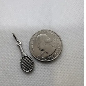 Vintage Tennis Racket Charm Silver‎ Tone Sports Jewelry Stamped STER Magnetic thumbnail 5