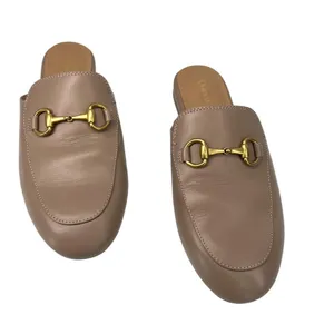 QUINCE | 5 | Italian Leather Horsebit Loafer Mule Nude Tan Luxury Buckle Flats thumbnail 8