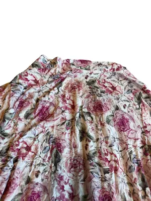 Posh Peanut Rose Print Robe Bumblebee Tie Waist Stretch Maternity Nursing Large thumbnail 3