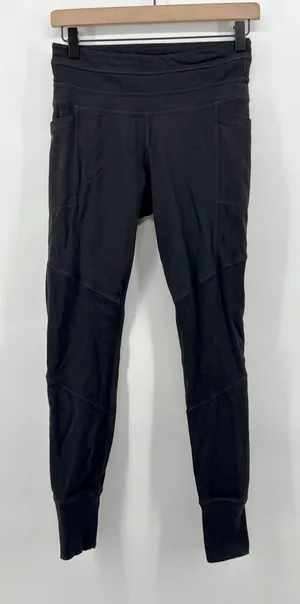 Athleta Women's Excursion Jogger Leggings Pockets Black Ribbed Small‎ thumbnail 1