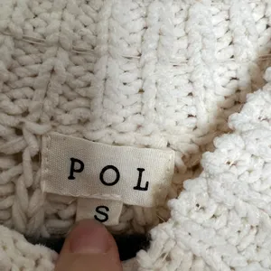 POL Chunky Knit Crew Neck Pullover Sweater Cream Size Small thumbnail 3