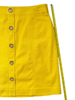 LOFT Sz 2 Sunny Yellow Button Front Utility Mini Skirt Pockets Cotton Blend thumbnail 9