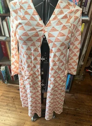 Lularoe orange triangle S lightweight Sarah sweater duster with pockets thumbnail 1