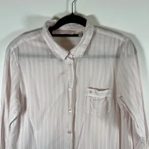 Victoria's‎ Secret Pink White Striped Cotton Sleep Shirt Nightgown Womens Large thumbnail 2