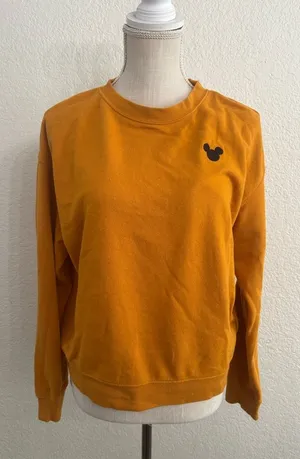 Divided Disney Mickey Mouse Mustard Crew Neck Sweater with Icon thumbnail 1