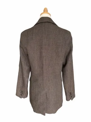 Peruvian Connection Marlowe Wool Blend Plaid Blazer Jacket Brown Size 6 thumbnail 8