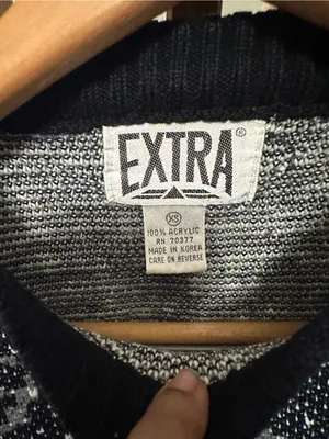 VTG Extra Black White Winter Scenic Snow Village Knit Sweater Size XS thumbnail 2