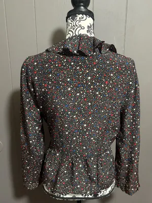 MADEWELL Silk Ruffle-Hem Wrap Top in Starry Night thumbnail 6