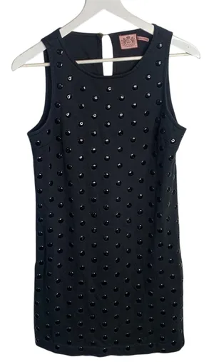 Juicy Couture Sleeveless Stud Embellished Black Shift Goth Punk Dress W-935 Sz M thumbnail 1
