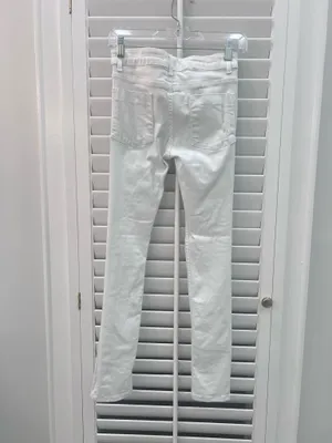 Alice + Olivia Distressed White Skinny Jeans thumbnail 4