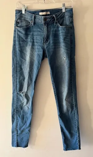 KanCan Skinny Dark Wash Distressed Raw‎ Hem Jeans thumbnail 1