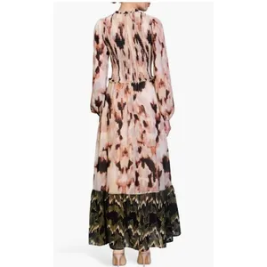 Melloday Smocked Long Sleeve Chiffon Maxi Dress‎ Size XS thumbnail 4