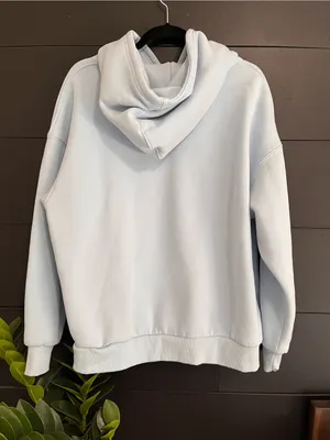 TRENDY QUEEN Powder Blue Pullover Sweatshirt Viral Hoodie Sz M GUC thumbnail 3