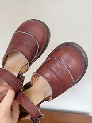 Dr Martens • vintage ankle strap mary janes 8599 brown leather chunky heel MIE thumbnail 4
