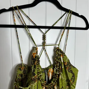 Anthropologie Kenzie Parrott green butterfly nature midi dress small vacation‎ thumbnail 5