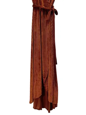 NWT Baltic Born Andi Dress Sz XXL Copper Ribbed Velvet Wrap Maxi Flutter Sleeve thumbnail 8