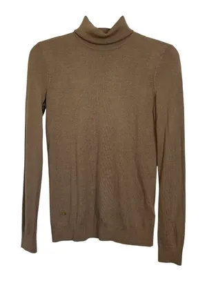 Lauren Ralph Lauren Black Label Silk Modal Blend Tan Turtleneck Minimalist XS thumbnail 1