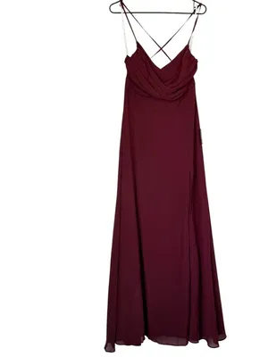 NWT Lulus Event Ready Burgundy Backless Lace-Up Maxi Dress - Size: Medium thumbnail 2
