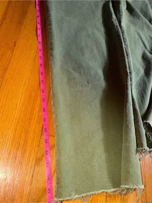 Kut from the Kloth Women's Olive Green Boot Cut Jeans with Frayed Hem thumbnail 5