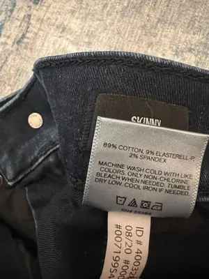 Express Dark Blue High Rise Asymmetrical Distressed Hem Skinny Jeans Size 4R thumbnail 7
