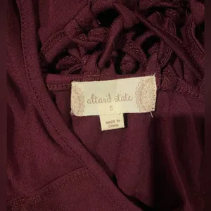 Altar'd State Maroon Long Sleeve Blouse With Lace‎ Size Small Laced Back Whimsy thumbnail 3