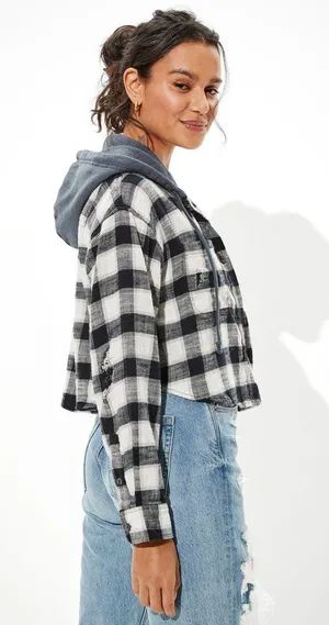 American Eagle Cropped Flannel thumbnail 2
