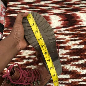 Lucky Brand Brown leather red lace-up ankle combat mid high top boho hiking boots booties heels #timberland thumbnail 7
