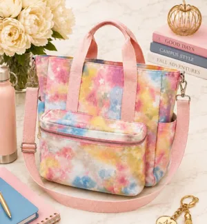 Madden Girl Pastel Tie-Dye Utility Cooler Tote Teacher School Bag thumbnail 1