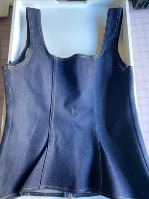 Zara Dark Indigo Denim Tank Top with Contrast Stitching thumbnail 1