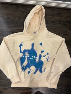 Aelfric Eden Cream Hoodie Pray The Lord Graphic Blue thumbnail 1