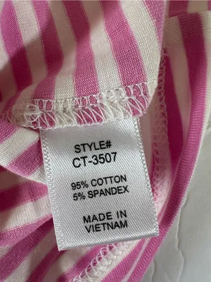 ZENANA Striped Ribbed Crewneck T - Shirt Women’s Candy Pink Sz Small Cotton thumbnail 7