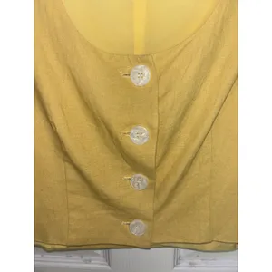 Joie Linen Blend Yellow Cropped Button Front Tank Vest M Boxy Minimal thumbnail 4