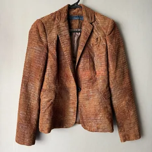 Zara sz XS‎ brown faux leather basic blazer thumbnail 6