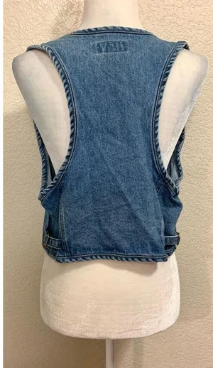 New York Line Vintage 90s Blue Denim Vest thumbnail 3