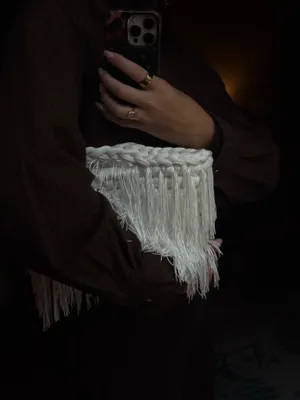 Fully crochet white fringe purse thumbnail 2