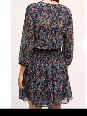 Anthropologie Vanessa Virginia Women’s Paisley Pattern V-neck Dress Size XS thumbnail 2