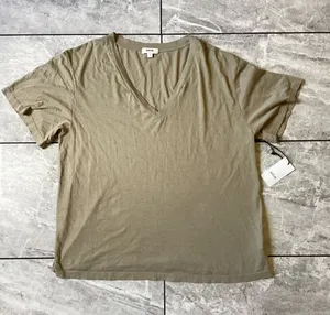 AGOLDE Risha Tee V-Neck Short Sleeve T-Shirt Tan Khaki AE3257-1628-DUP Women S thumbnail 1
