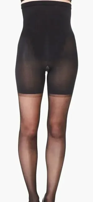 SPANXshape™ High-Waisted Mid-Thigh Sheers, Black, Size E, NWOT Open package thumbnail 1