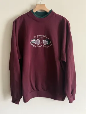 Vintage Grandma Grandkids Embroidered Crewneck‎ Sweatshirt Size 1X 90s Cottage thumbnail 1
