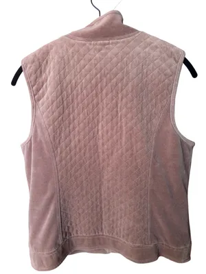 Liz & Co. Women’s Large Mauve Quilted Velour Zip Vest Full Zip Pockets thumbnail 4