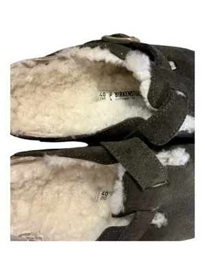 Birkenstock Boston Black Suede Shearling-Lined Clogs - Size 40 thumbnail 5
