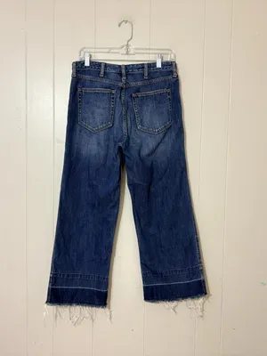 Abercrombie & Fitch Cropped Stovepipe Jeans Size 8R Wide Leg Raw Hem thumbnail 6