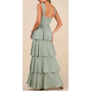 Lulus Carlynda Tiered Bustier Maxi Dress in Sage Brush thumbnail 2