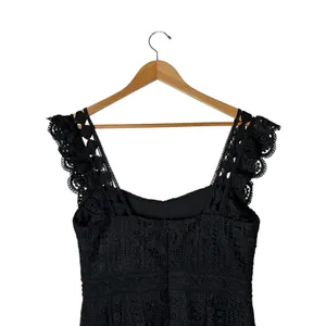 Lena Crochet High Low Dress Women Large Black Lace Ruffled Hem Whimsigoth Party thumbnail 7