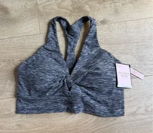 NWT Victoria's Secret Grey Space Dye Twist Front Racerback Sports Bra size S thumbnail 1