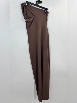 Nicholas One Shoulder Gown in Mocha Brown AU10/US6 thumbnail 6