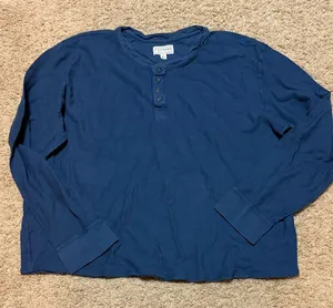 Tecovas Navy Women's Long-Sleeve Henley Top XL 100% Pima Cotton thumbnail 1