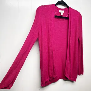 LOFT Silk Ramie Blend Long Sleeve Open Front Women's Pink Cardigan Size Medium thumbnail 6