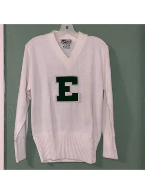 Vintage Cheer Letterman’s Sweater E College Sports Team E Green V Neck sweater thumbnail 3