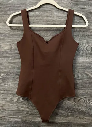 Abercrombie & Fitch Sweetheart Neck Bodysuit Soft A&F Collection XS Brown Thong thumbnail 1
